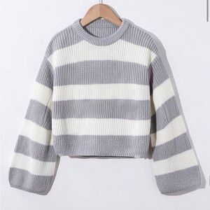 SHEIN Gray and White Striped Sweater